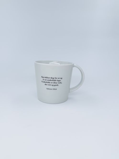 Hovedbilde Kopp med bibelvers Salmane 139,14 Nynorsk
